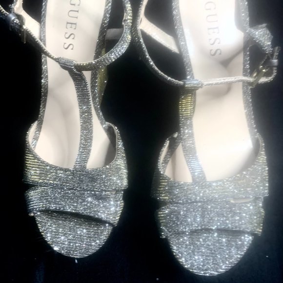 Guess Shoes - Guess Wedge Heel Platform Strappy "Color Changing" Glitter Size 6 1/2M